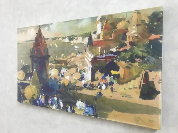 Cityscape_(Mumbai)_&_The_Hindu_(Banaras)-_Paintings_by_S._H._Raza,_Wall_Decor,_Framed_Canvas,_Set_of_2,_Multicolor