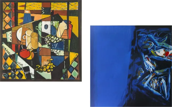 Still_Life_and_L'Hiver-_Paintings_by_S._H._Raza,_Wall_Decor,_Framed_Canvas,_Set_of_2-_15"x15"_each,_Multicolor