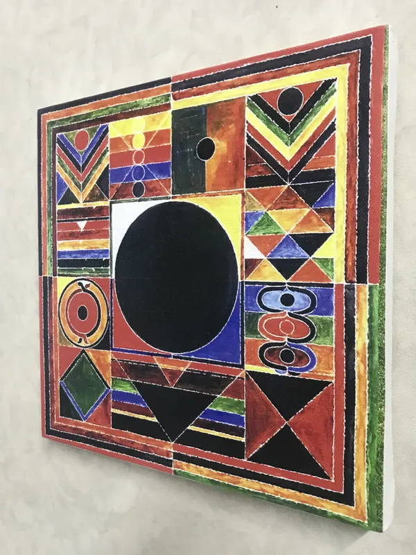 Bindu_Series-_Surya_Namaskar-__Paintings_by_S._H._Raza,_Wall_Decor,_Framed_Canvas,_Set_of_3-_12"x12"_each,_Multicolor