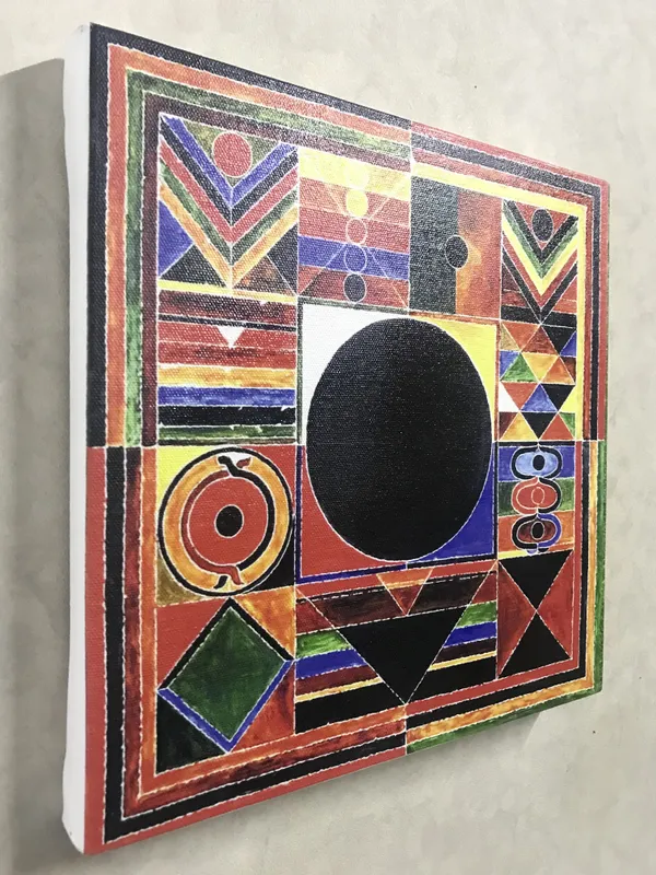 Bindu_Series-_Surya_Namaskar-__Paintings_by_S._H._Raza,_Wall_Decor,_Framed_Canvas,_Set_of_3-_12"x12"_each,_Multicolor