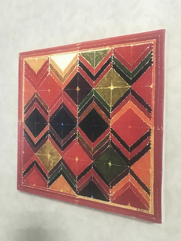 Pujan_and_Rangoli-__Paintings_by_S._H._Raza,_Wall_Decor,_Framed_Canvas,_Set_of_3-_12"x12"_each,_Multicolor