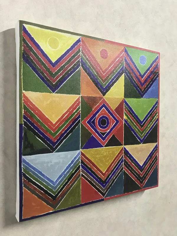Surya_Namaskar_-__Paintings_by_S._H._Raza,_Wall_Decor,_Framed_Canvas,_Set_of_4-_12"x12"_each,_Multicolor