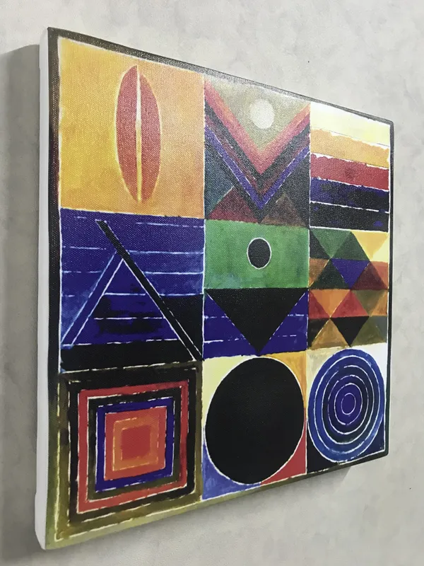 Surya_Namaskar_-__Paintings_by_S._H._Raza,_Wall_Decor,_Framed_Canvas,_Set_of_4-_12"x12"_each,_Multicolor