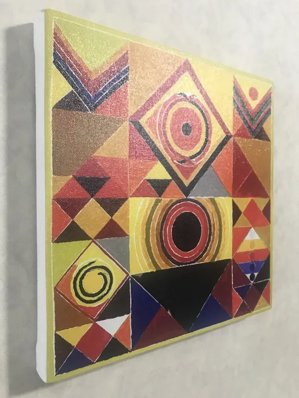 Pujan_and_Rangoli-__Paintings_by_S._H._Raza,_Wall_Decor,_Framed_Canvas,_Set_of_4-_12"x12"_each,_Multicolor