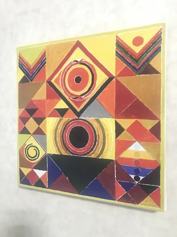 Pujan_and_Rangoli-__Paintings_by_S._H._Raza,_Wall_Decor,_Framed_Canvas,_Set_of_4-_12"x12"_each,_Multicolor