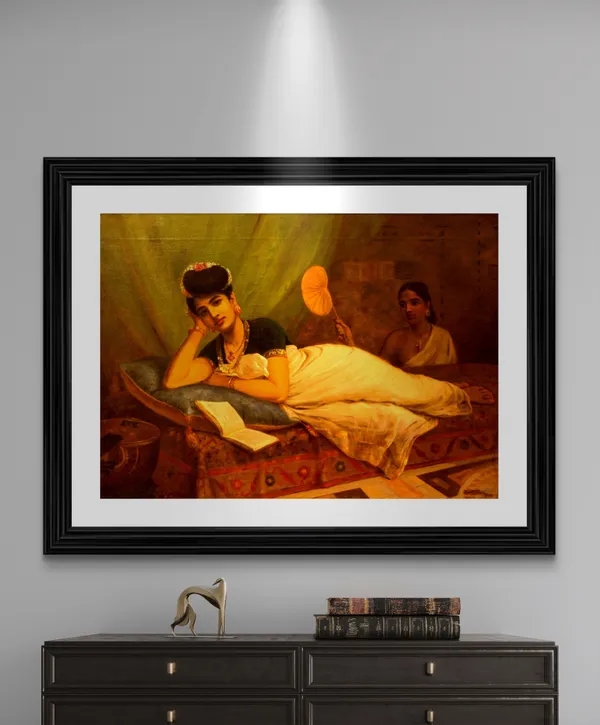 Reclining_Nayar_Lady,_1902,_A_Raja_Ravi_Varma_Painting,_Framed,_Wall_Decor,_Multicolor
