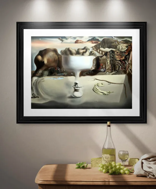 Apparition_of_Face_and_Fruit_Dish_on_a_Beach,_A_Painting_by_Salvador_Dali,_Wall_D�cor,_Framed,_Multicolor