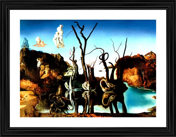 Swans_Reflecting_Elephants,_A_Painting_by_Salvador_Dali,_Wall_D�cor,_Framed,_Multicolor