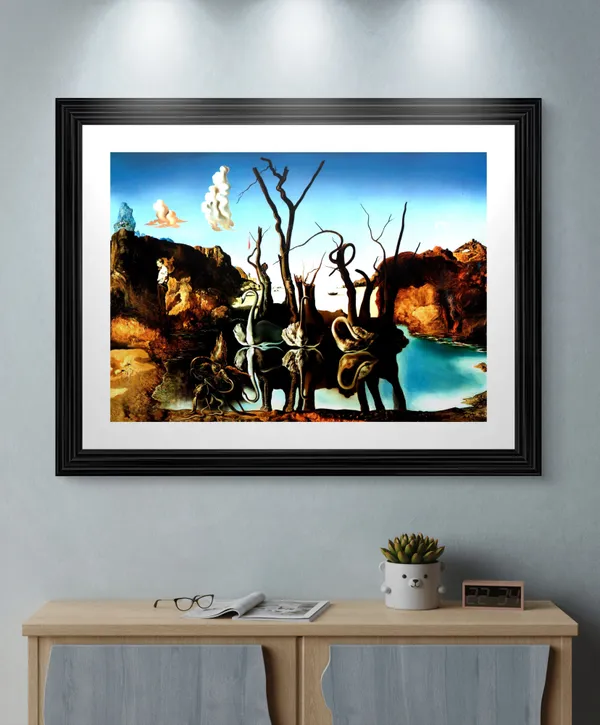 Swans_Reflecting_Elephants,_A_Painting_by_Salvador_Dali,_Wall_D�cor,_Framed,_Multicolor