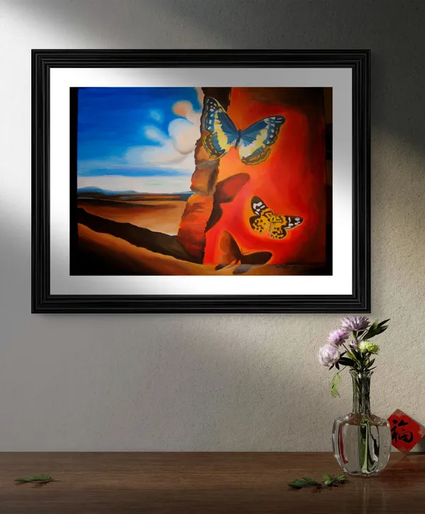Landscape_with_Butterflies,_A_Painting_by_Salvador_Dali,_Wall_D�cor,_Framed,_Multicolor