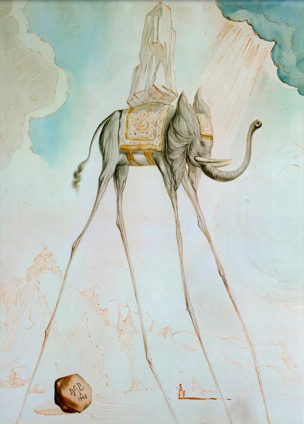 L'Elephant_Giraffe,_A_Painting_by_Salvador_Dali,_Wall_D�cor,_Framed_Canvas,_Multicolor