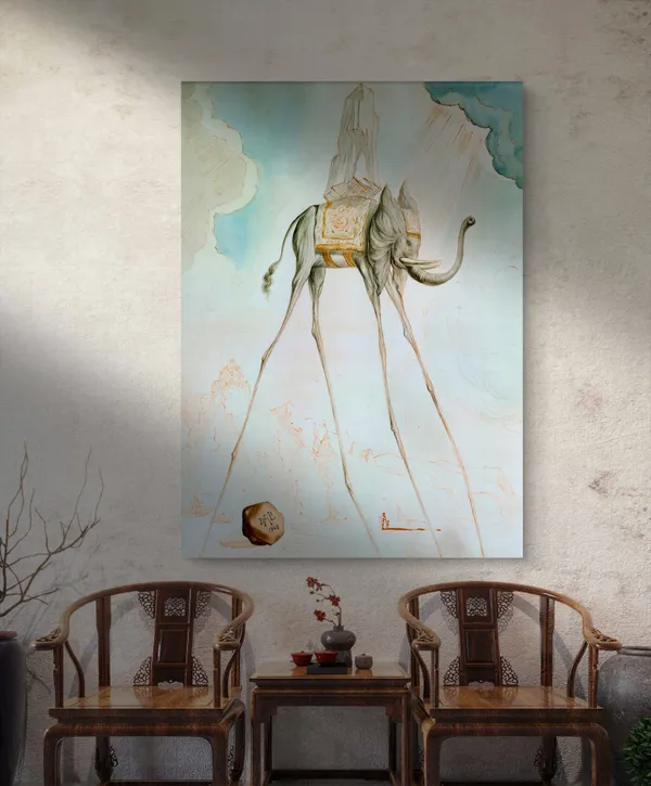 L'Elephant_Giraffe,_A_Painting_by_Salvador_Dali,_Wall_D�cor,_Framed_Canvas,_Multicolor