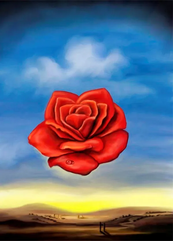 Meditative_Rose,_A_Painting_by_Salvador_Dali,_Wall_D�cor,_Framed_Canvas,_Multicolor