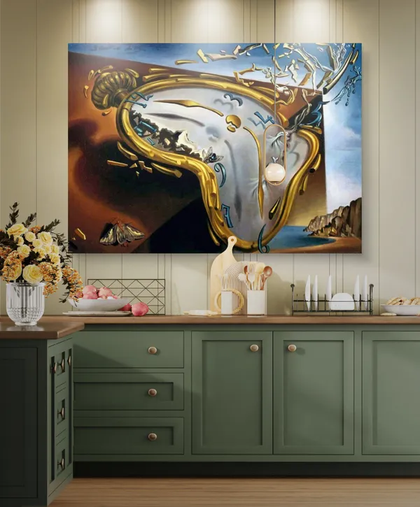 Melting_Watch_,_A_Painting_by_Salvador_Dali,_Wall_D�cor,_Framed_Canvas,_Multicolor