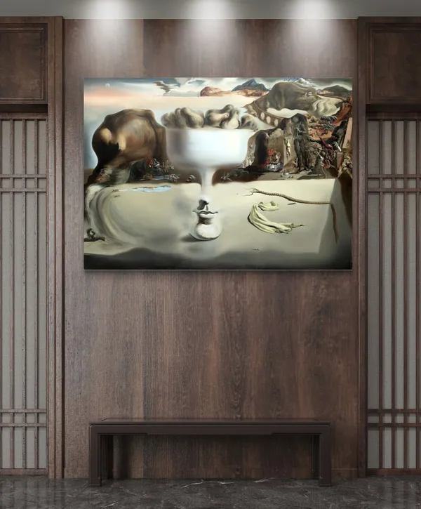 Apparition_of_Face_and_Fruit_Dish_on_a_Beach,_A_Painting_by_Salvador_Dali,_Wall_D�cor,_Framed_Canvas,_Multicolor