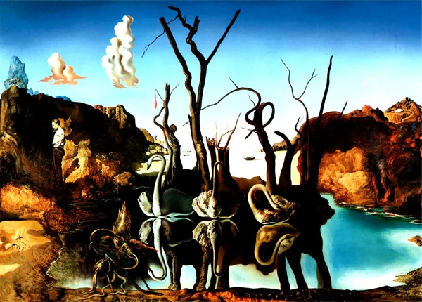 Swans_Reflecting_Elephants,_A_Painting_by_Salvador_Dali,_Wall_D�cor,_Framed_Canvas,_Multicolor