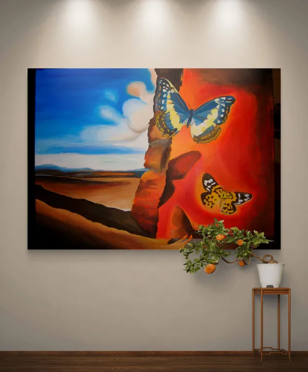 Landscape_with_Butterflies,_A_Painting_by_Salvador_Dali,_Wall_D�cor,_Framed_Canvas,_Multicolor