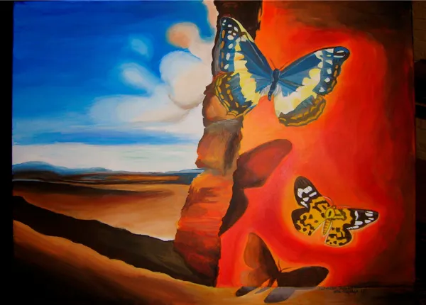 Landscape_with_Butterflies,_A_Painting_by_Salvador_Dali,_Wall_D�cor,_Framed_Canvas,_Multicolor