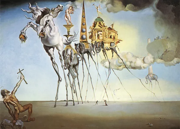 The_Temptation_of_Saint_Anthony,_A_Painting_by_Salvador_Dali,_Wall_D�cor,_Framed_Canvas,_Multicolor