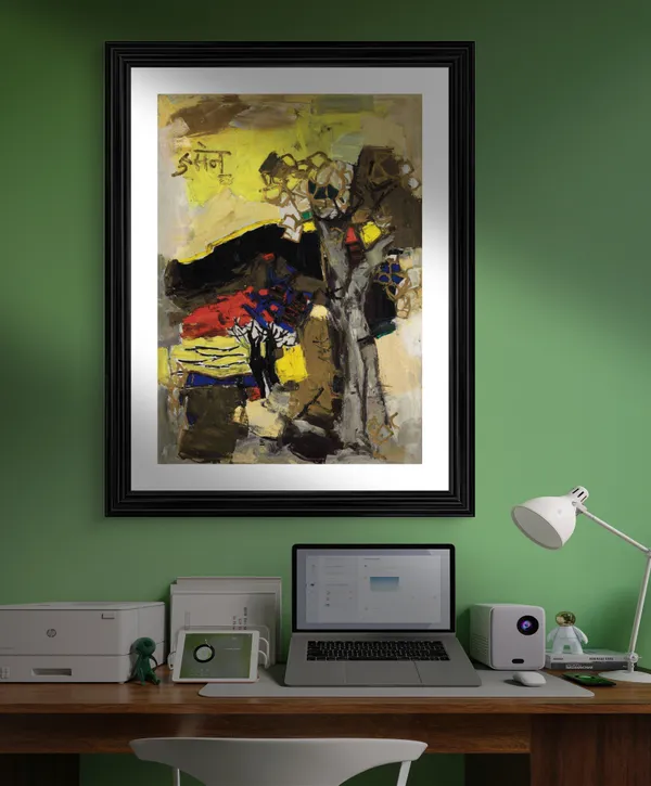 Black_Hill_(1964)-_M.F._Husain's_Painting,_Framed,_Wall_Decor,_Multicolor