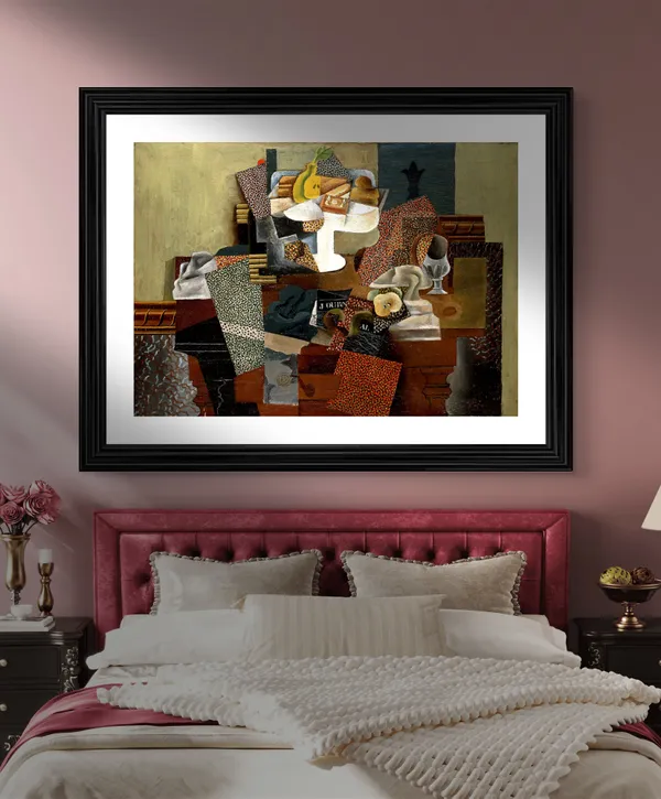 Still_Life_with_Compote_and_Glass_1914,_A_Painting_by_Pablo_Picasso,_Framed,_Wall_Decor,_Multicolor