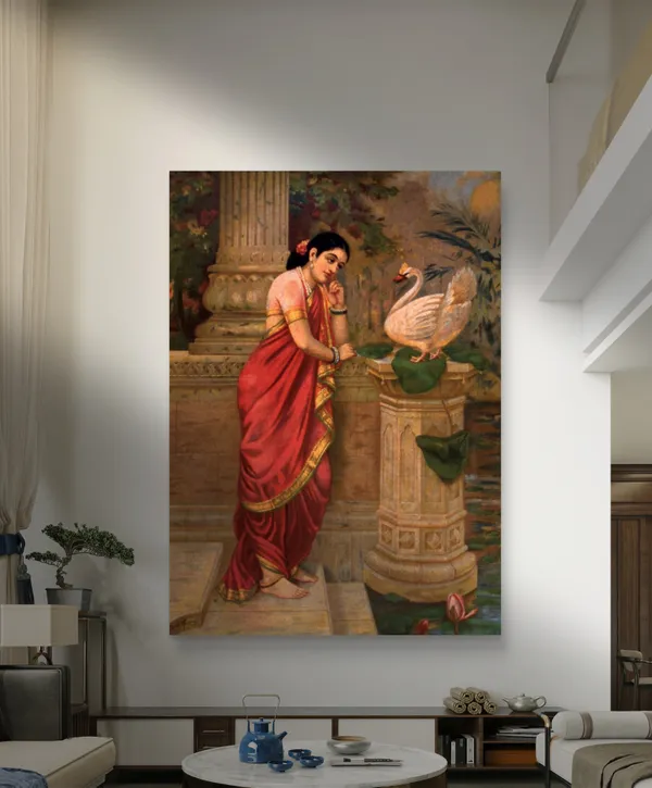 Hansa-Damayanti,_1899,_A_Raja_Ravi_Varma_Painting,_Framed_Canvas,_Wall_Decor,_Multicolor