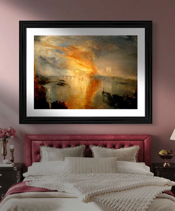 The_Burning_of_the_Houses_of_Lords_&_Commons_1,_A_Painting_by_JMW_Turner,_Wall_D�cor,_Framed,_Multicolor