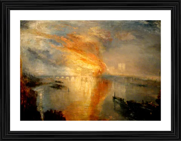 The_Burning_of_the_Houses_of_Lords_&_Commons_1,_A_Painting_by_JMW_Turner,_Wall_D�cor,_Framed,_Multicolor
