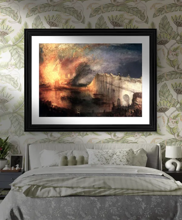 The_Burning_of_the_Houses_of_Lords_&_Commons_2,_A_Painting_by_JMW_Turner,_Wall_D�cor,_Framed,_Multicolor