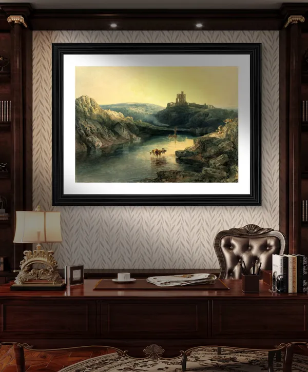 Norham_Castle,_Sunrise_2,_A_Painting_by_JMW_Turner,_Wall_D�cor,_Framed,_Multicolor
