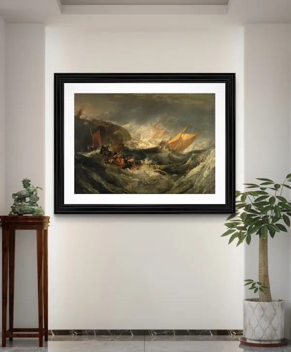 The_Wreck_of_a_Transport_Ship,_A_Painting_by_JMW_Turner,_Wall_D�cor,_Framed,_Multicolor