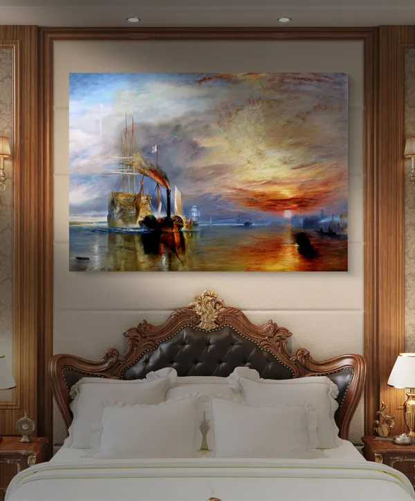 The_Fighting_Temeraire,_A_Painting_by_JMW_Turner,_Wall_D�cor,_Framed_Canvas,_Multicolor