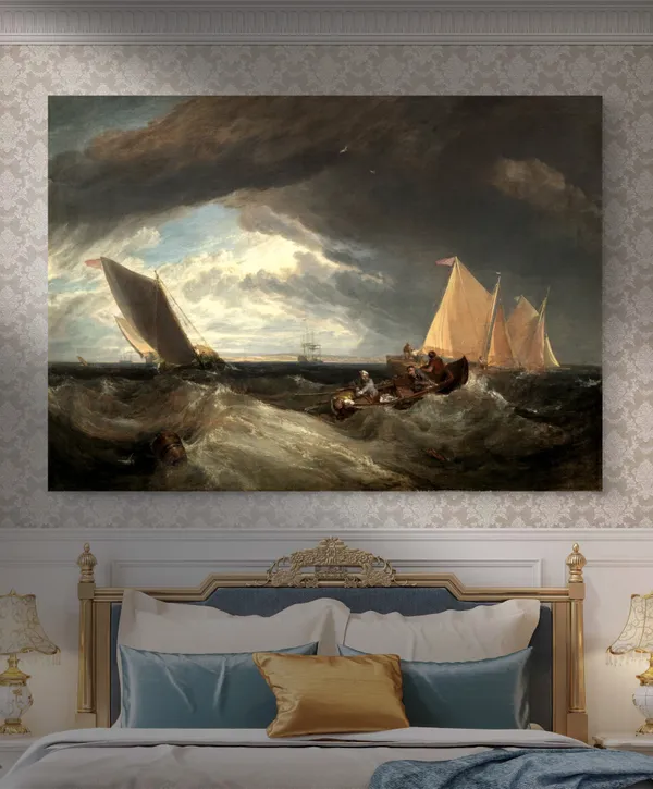 Thames_and_the_Medway_Junction,_A_Painting_by_JMW_Turner,_Wall_D�cor,_Framed_Canvas,_Multicolor