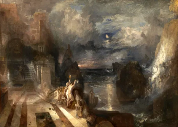 The_Parting_of_Hero_and_Leander,_A_Painting_by_JMW_Turner,_Wall_Decor,_Framed_Canvas,_Multicolor