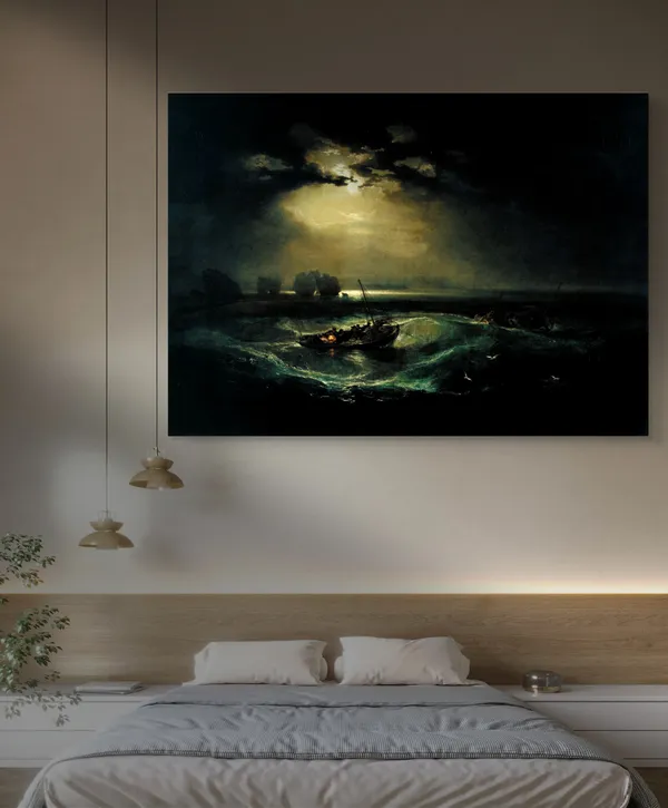 Fishermen_at_Sea,_A_Painting_by_JMW_Turner,_Wall_D�cor,_Framed_Canvas,_Multicolor