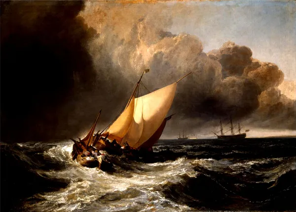 Dutch_Boats_in_a_Gale,_A_Painting_by_JMW_Turner,_Wall_D�cor,_Framed_Canvas,_Multicolor
