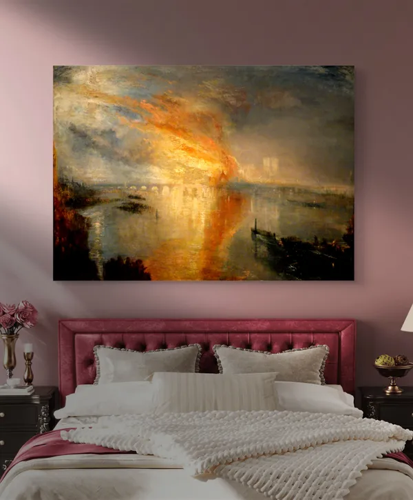 The_Burning_of_the_Houses_of_Lords_&_Commons_1,_A_Painting_by_JMW_Turner,_Wall_D�cor,_Framed_Canvas,_Multicolor