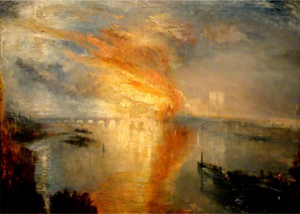 The_Burning_of_the_Houses_of_Lords_&_Commons_1,_A_Painting_by_JMW_Turner,_Wall_D�cor,_Framed_Canvas,_Multicolor