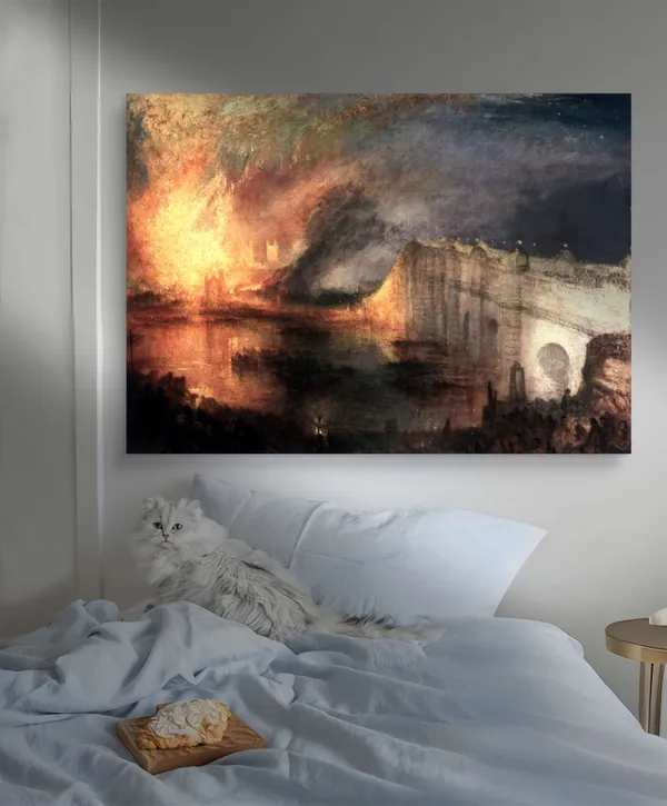 The_Burning_of_the_Houses_of_Lords_&_Commons_2,_A_Painting_by_JMW_Turner,_Wall_D�cor,_Framed_Canvas,_Multicolor