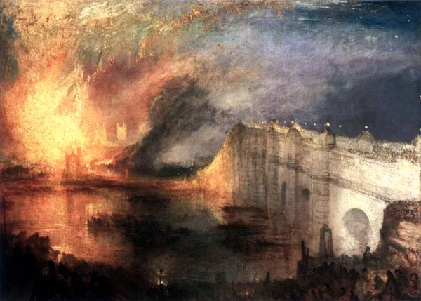 The_Burning_of_the_Houses_of_Lords_&_Commons_2,_A_Painting_by_JMW_Turner,_Wall_D�cor,_Framed_Canvas,_Multicolor