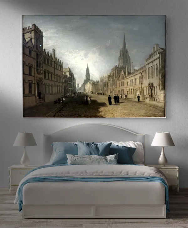 High_Street_at_Oxford,_A_Painting_by_JMW_Turner,_Wall_D�cor,_Framed_Canvas,_Multicolor
