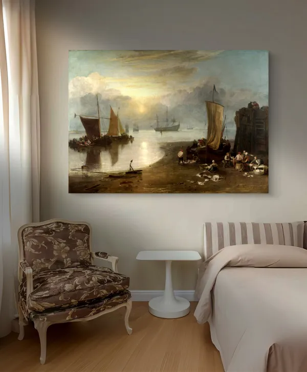 Sun_Rising_Through_Vapour_2,_A_Painting_by_JMW_Turner,_Wall_D�cor,_Framed_Canvas,_Multicolor