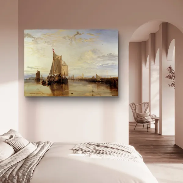 The_Dort_Packet-Boat_from_Rotterdam,_A_Painting_by_JMW_Turner,_Wall_D�cor,_Framed_Canvas,_Multicolor