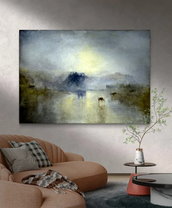 Norham_Castle,_Sunrise_1,_A_Painting_by_JMW_Turner,_Wall_D�cor,_Framed_Canvas,_Multicolor