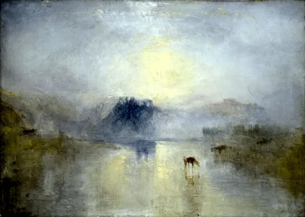 Norham_Castle,_Sunrise_1,_A_Painting_by_JMW_Turner,_Wall_D�cor,_Framed_Canvas,_Multicolor