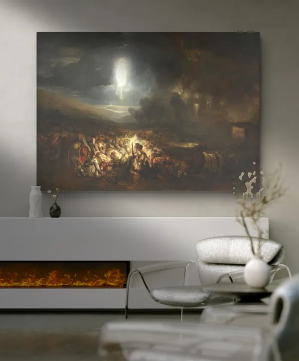 The_Field_of_Waterloo,_A_Painting_by_JMW_Turner,_Wall_D�cor,_Framed_Canvas,_Multicolor