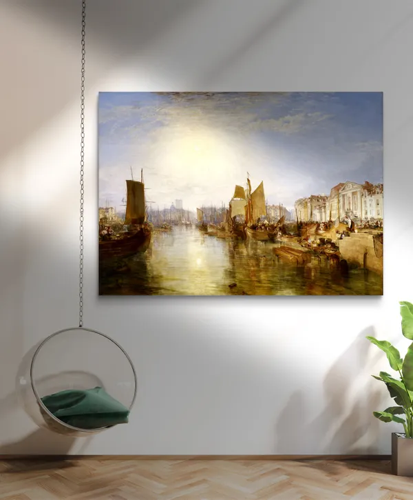 The_Harbor_of_Dieppe,_A_Painting_by_JMW_Turner,_Wall_D�cor,_Framed_Canvas,_Multicolor