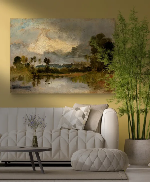 The_Thames_and_Windsor,_A_Painting_by_JMW_Turner,_Wall_D�cor,_Framed_Canvas,_Multicolor