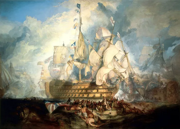 The_Battle_of_Trafalgar,_A_Painting_by_JMW_Turner,_Wall_D�cor,_Framed_Canvas,_Multicolor