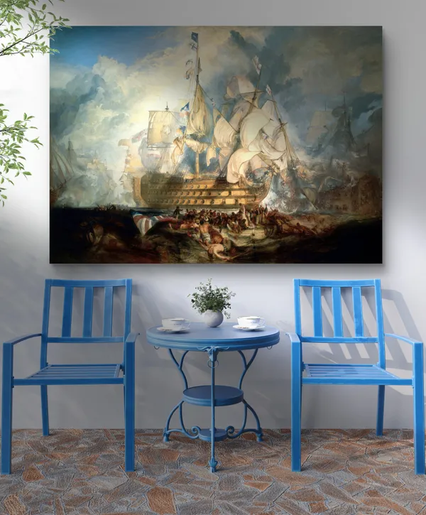 The_Battle_of_Trafalgar,_A_Painting_by_JMW_Turner,_Wall_D�cor,_Framed_Canvas,_Multicolor
